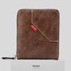 Men's Waxed Leather Bifold Wallet with All-Around Zipper
