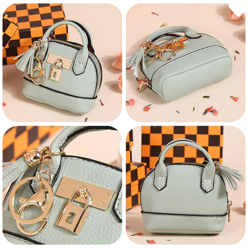 Mini Leather-Look Coin Purse with Keychain