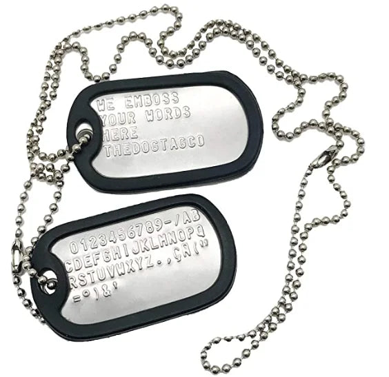 Personalized Stainless Steel Dog Tag Necklace Set - Military Style with Rubber Silencers