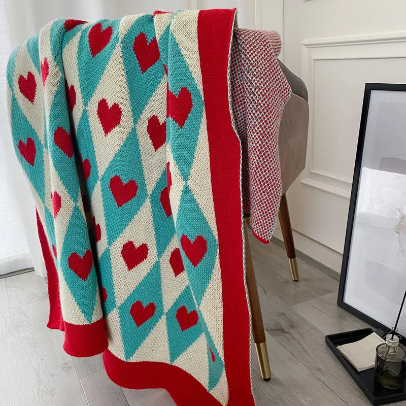 Herz-Jacquard-Decke