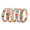 Enamel Bangle Bracelet with Rose Gold Plating