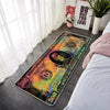 A long, rectangular floor mat featuring a colorful banknote pattern used for anti-slip flooring.