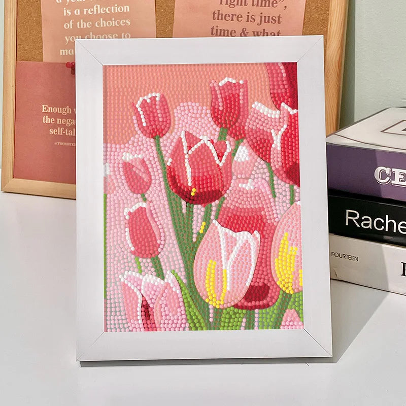 5D Diamond Painting Kit – Flower Landscape with Frame