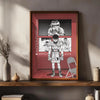 A framed canvas wall art featuring an anime style depiction of a boxer with a helmet and boxing gloves.