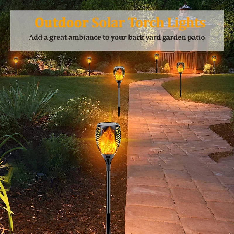 Solar-Powered Flickering Flame Torch Lights
