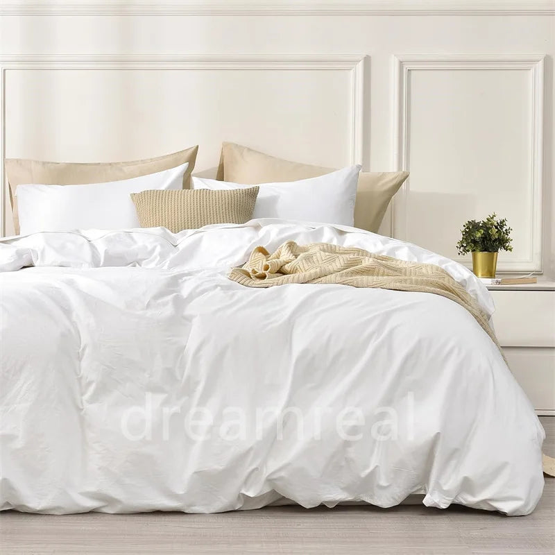 Washed Cotton 4-Piece Bedding Set with Duvet Cover