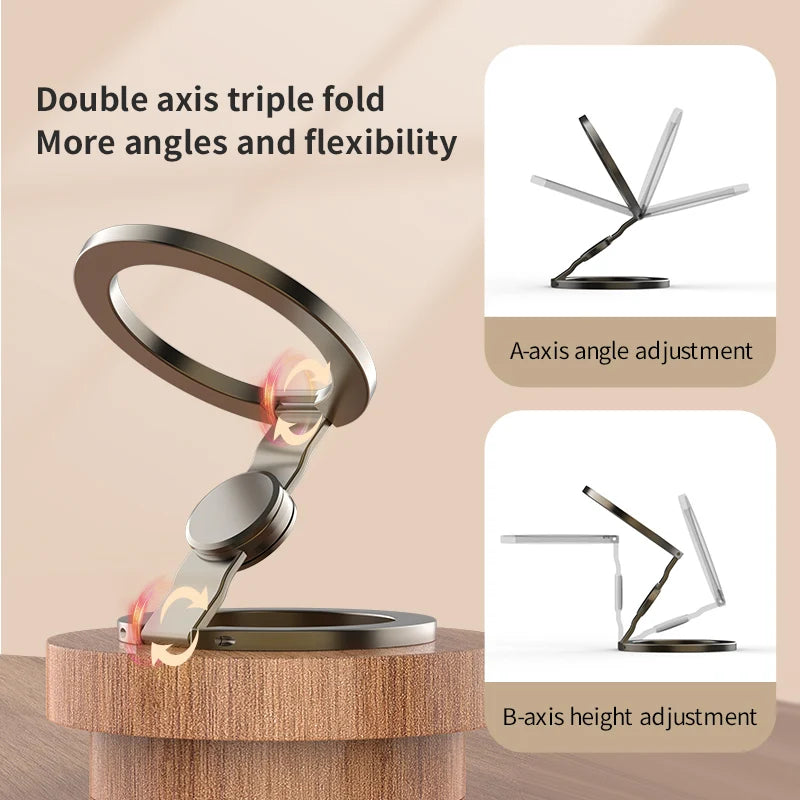 Foldable Magnetic Phone Stand with 360° Rotation