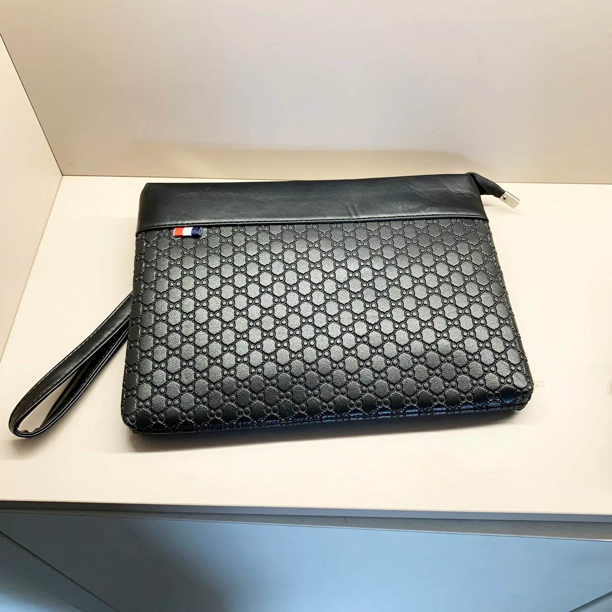 Men's PU Leather Clutch Bag with Cardholder and Zipper Pockets