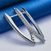 V-Shaped Sterling Silver Hoop Earrings with Zircon Accents