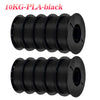 A bundle of ten black PLA filaments, each 10KG, for 3D printing.