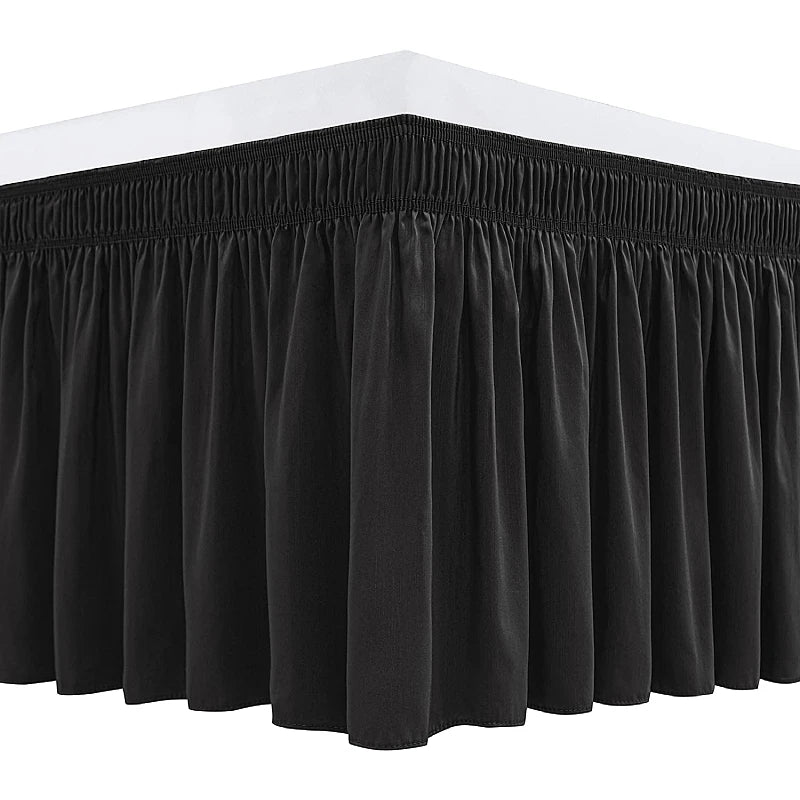 Wrap-Around Ruffle Bed Skirt with Elastic Belt - 15 Inch Drop