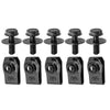 Set of ten black U-nut clips and bolts for engine cover and undertray fastening.
