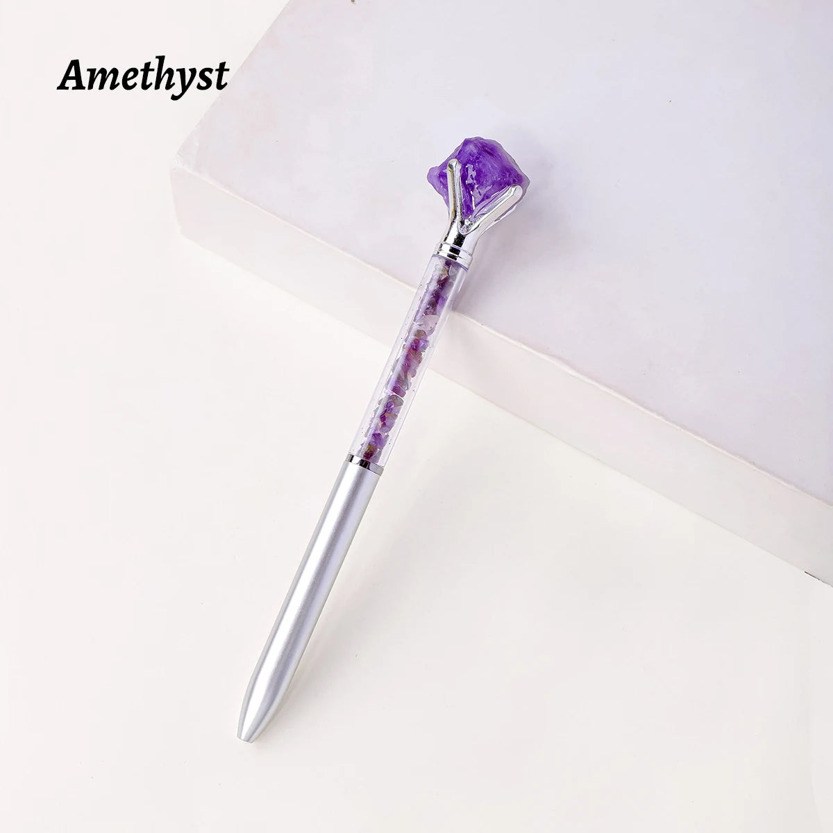 Natural Amethyst Crystal Ballpoint Pen