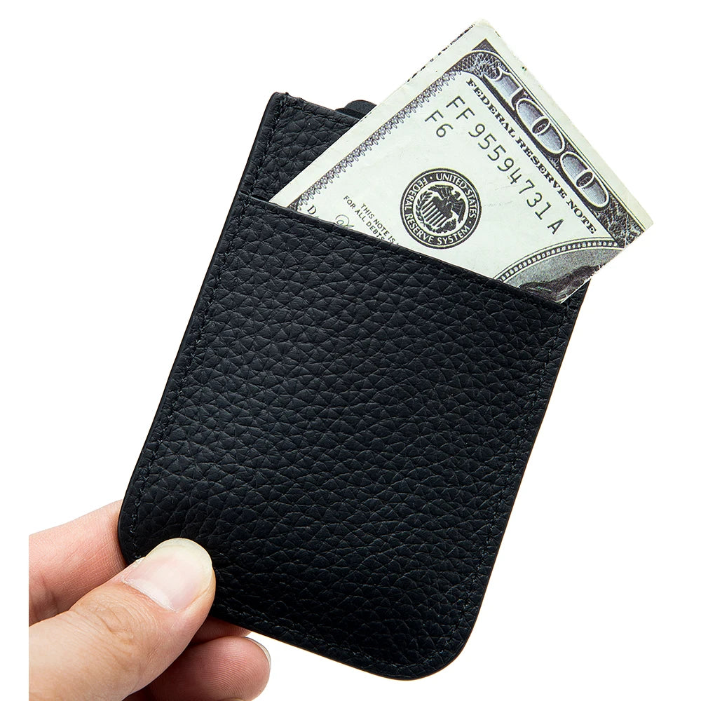 Slim Leather Card Holder with Quick-Access Pull Tab