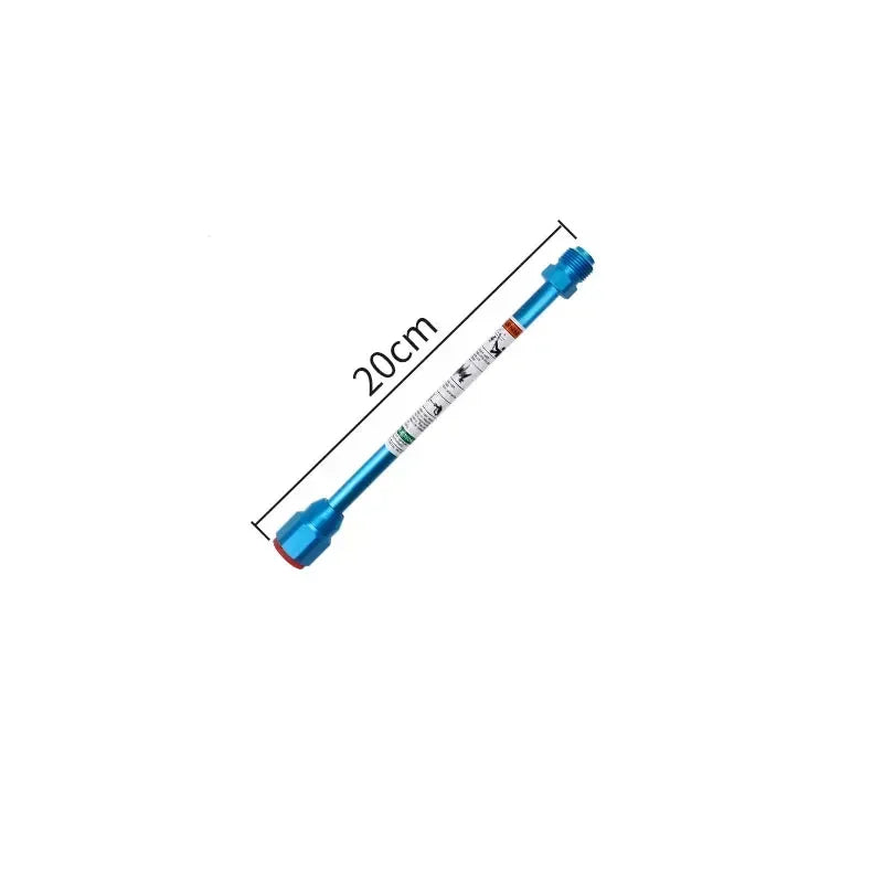 A blue airless paint sprayer extension rod measuring 20cm.