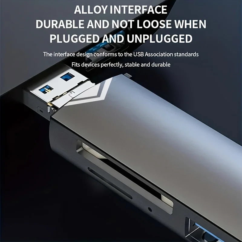 6-in-1 USB 3.0 Card Reader with Type-C & Micro USB