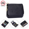Genuine Leather Tri-Fold Wallet with Coin Pocket & Keychain
