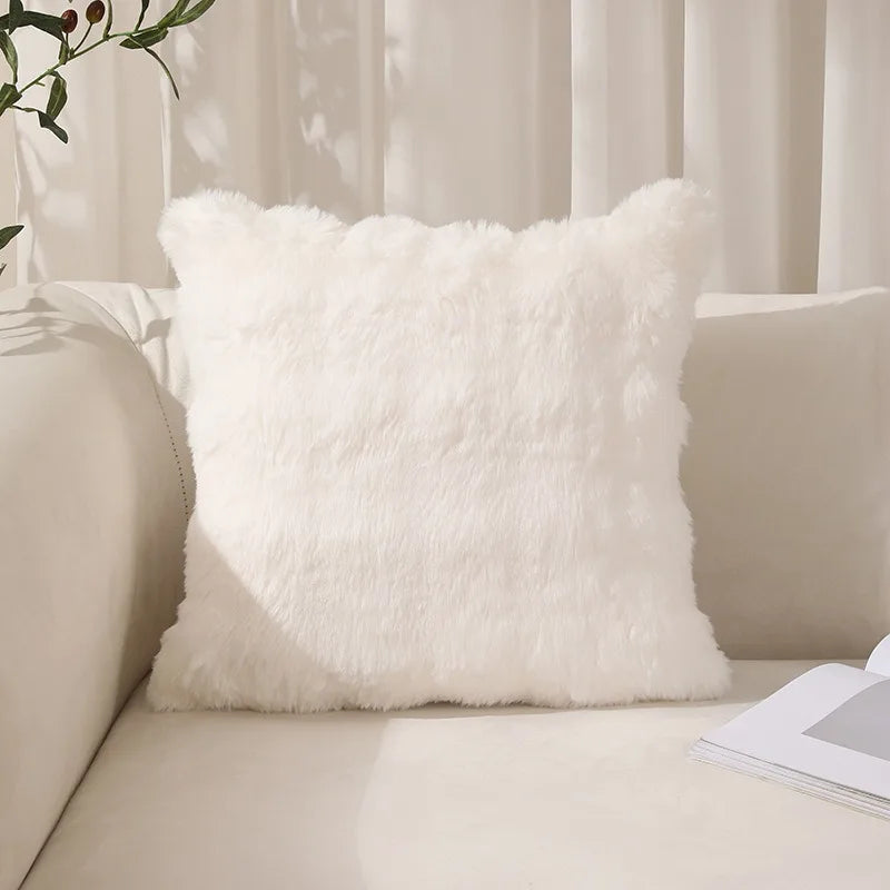 Plush Faux Fur Throw Pillow Cover