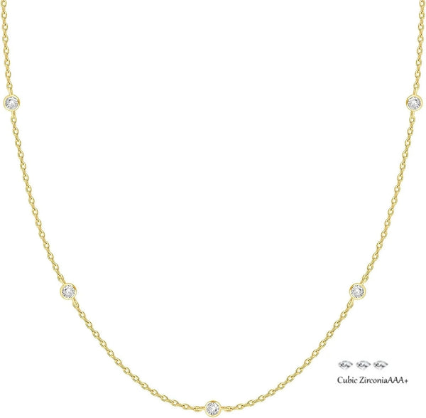 Simulated Diamond Station Necklace