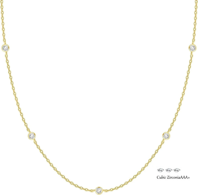 Simulated Diamond Station Necklace