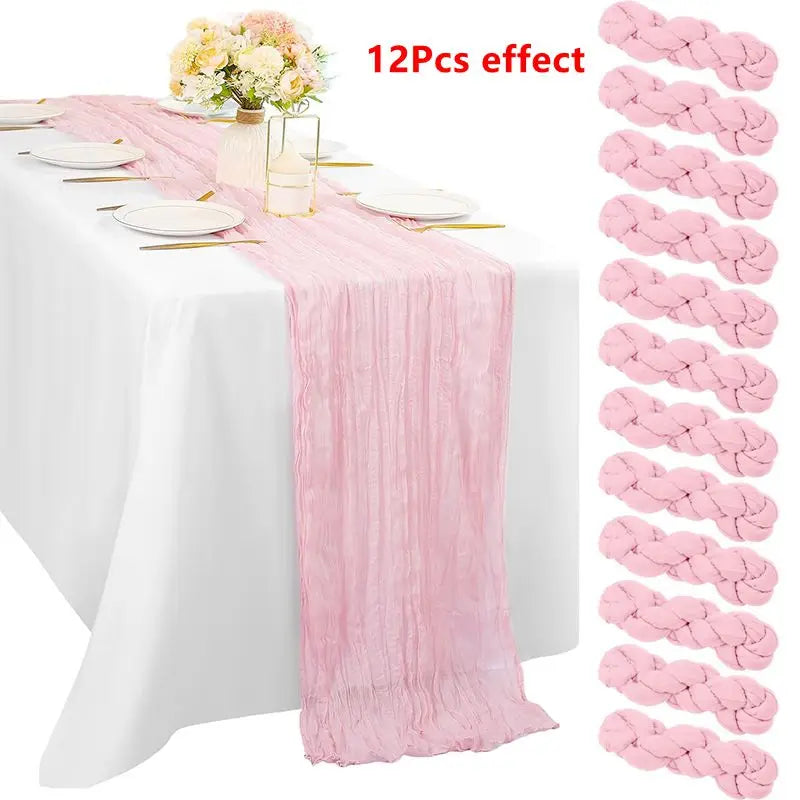 Green Bohemian Cheesecloth Table Runner