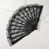 Elegant Lace Fabric Hand Fan with Floral Design
