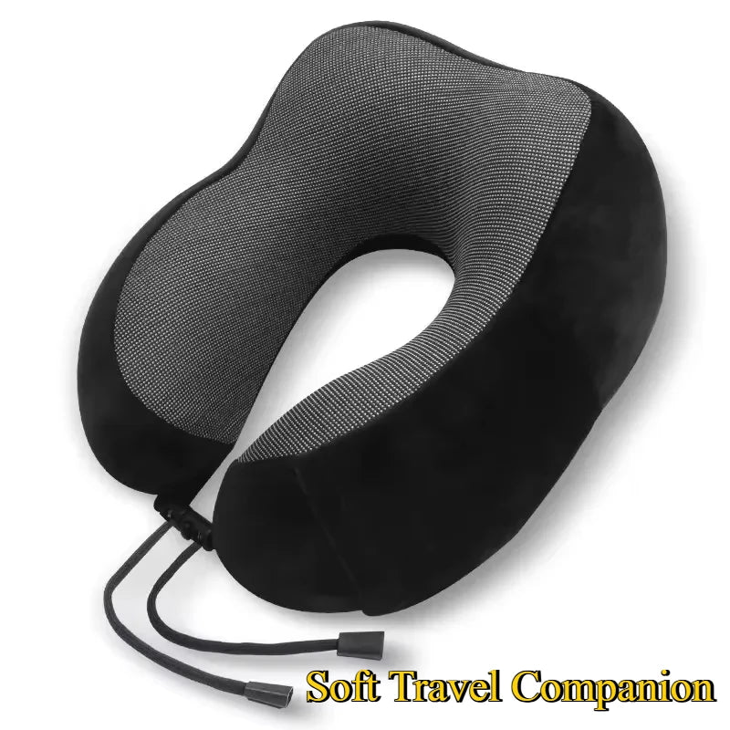 Memory Foam Travel Neck Pillow with Built-in Massage
