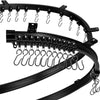 Black flexible bendable curtain track system with multiple hanging hooks and clips.