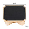A rectangular wooden chalkboard sign with a black surface and a light wood frame.