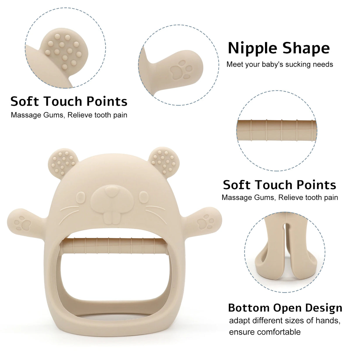Silicone Baby Teething Mitten with Anti-Drop Wristband