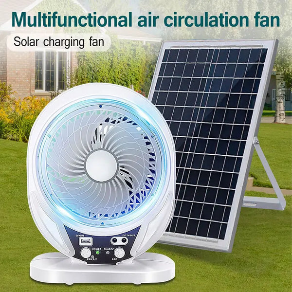 Tragbarer Solarbetriebener Tischventilator mit LED-Nachtlicht