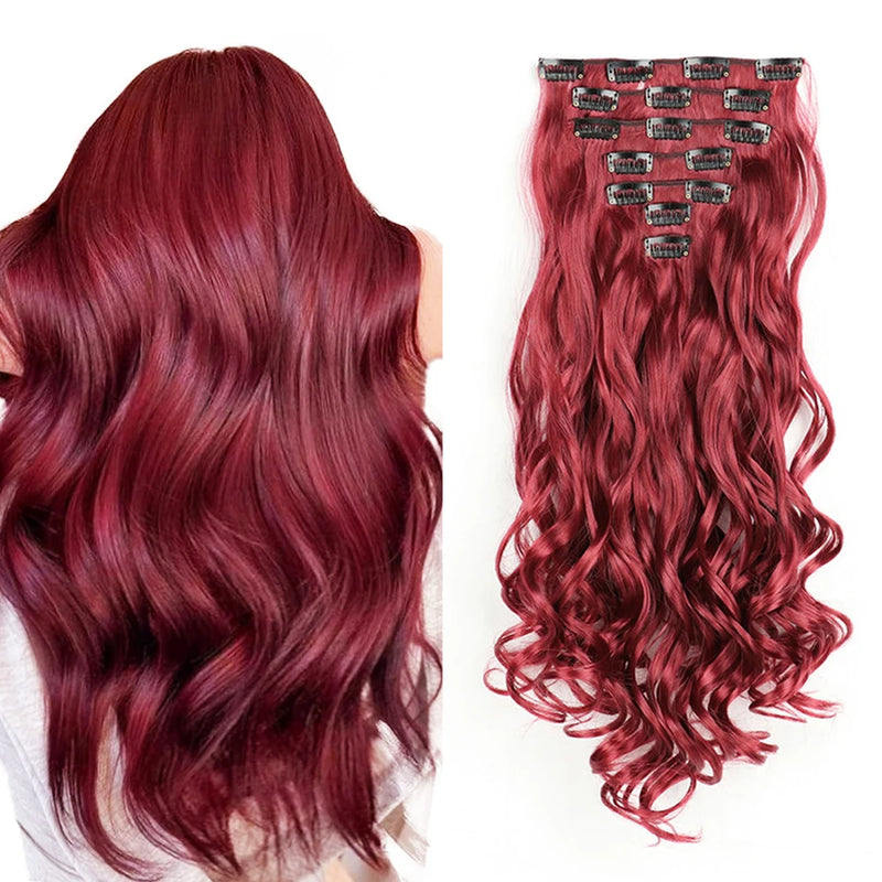 22-Inch Curly Wavy Clip-In Hair Extensions - 7 Piece Set