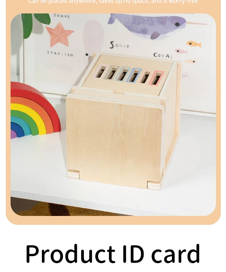 Montessori 4-in-1 Wooden Color Sorting & Shape Matching Box for Toddlers