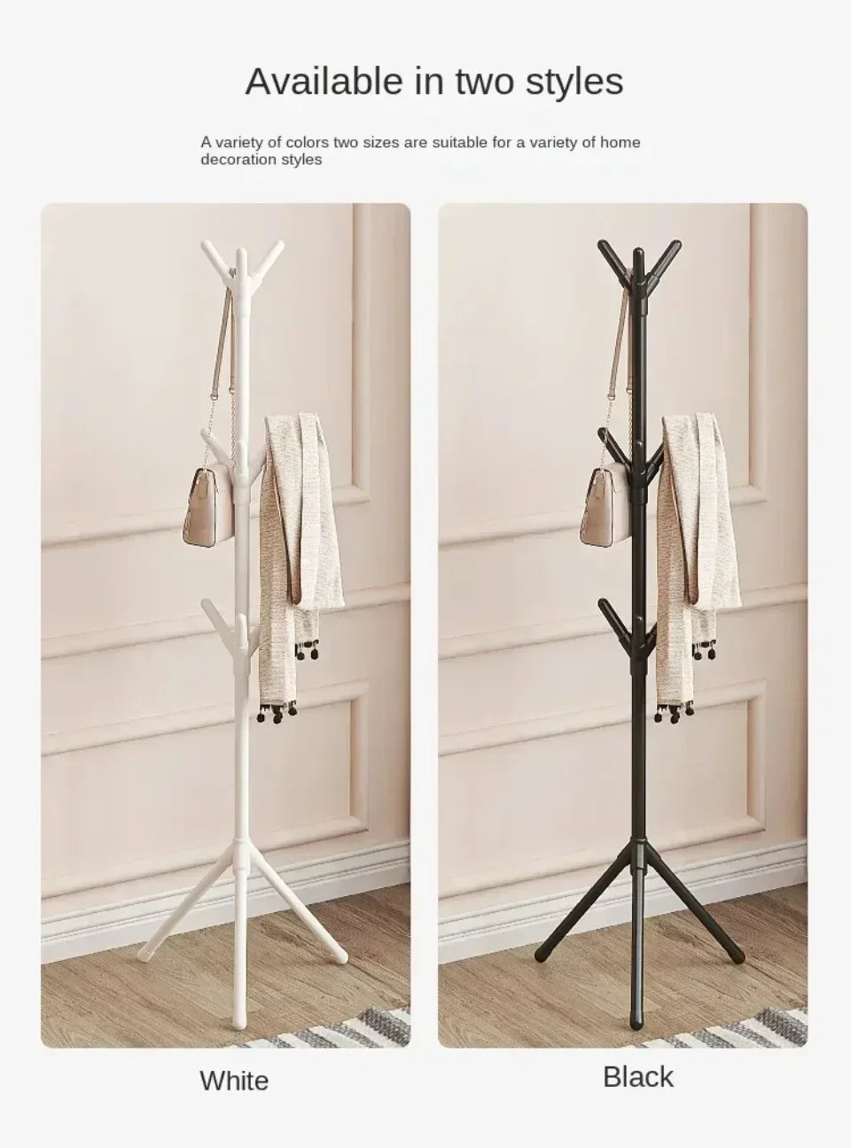 Vertical Tree Branch Coat Rack with 3 Hooks