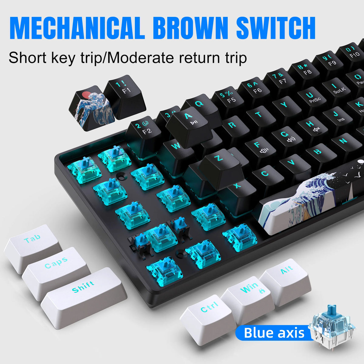 Compact 61-Key Mechanical Gaming Keyboard with Blue Switches