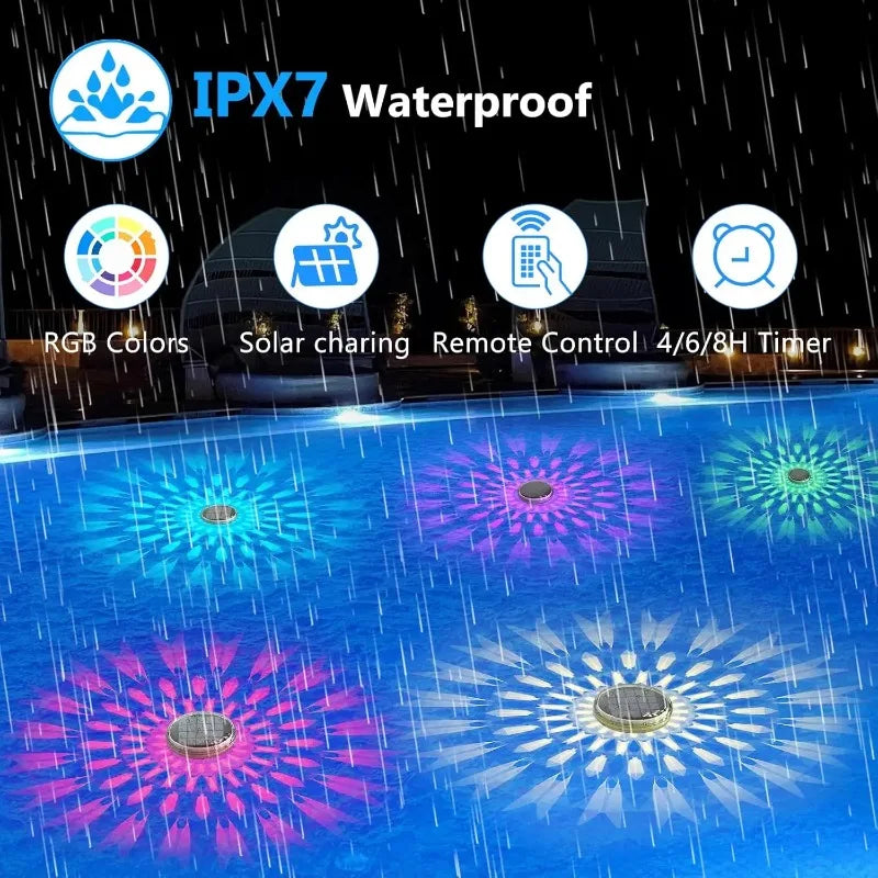 Solar-Powered RGB Pool Light with Remote Control