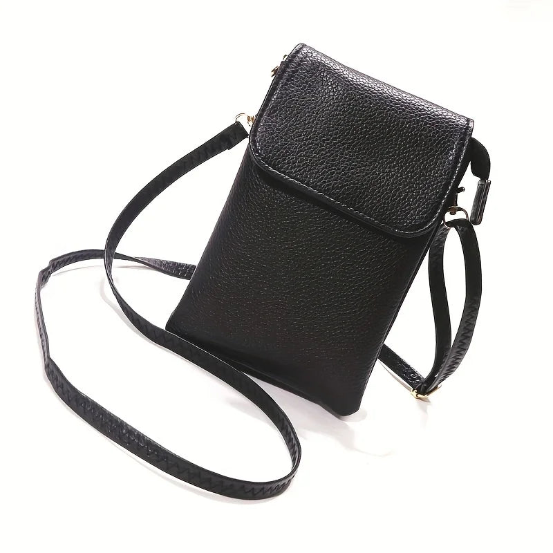 Bolso bandolera compacto de piel sintética