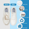 Before and after comparison of a shoe washing machine bag with a soft bristle cleaning brush set