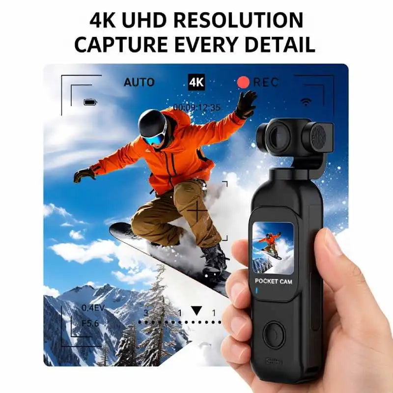 4K Pocket Action Camera with Rotating Lens