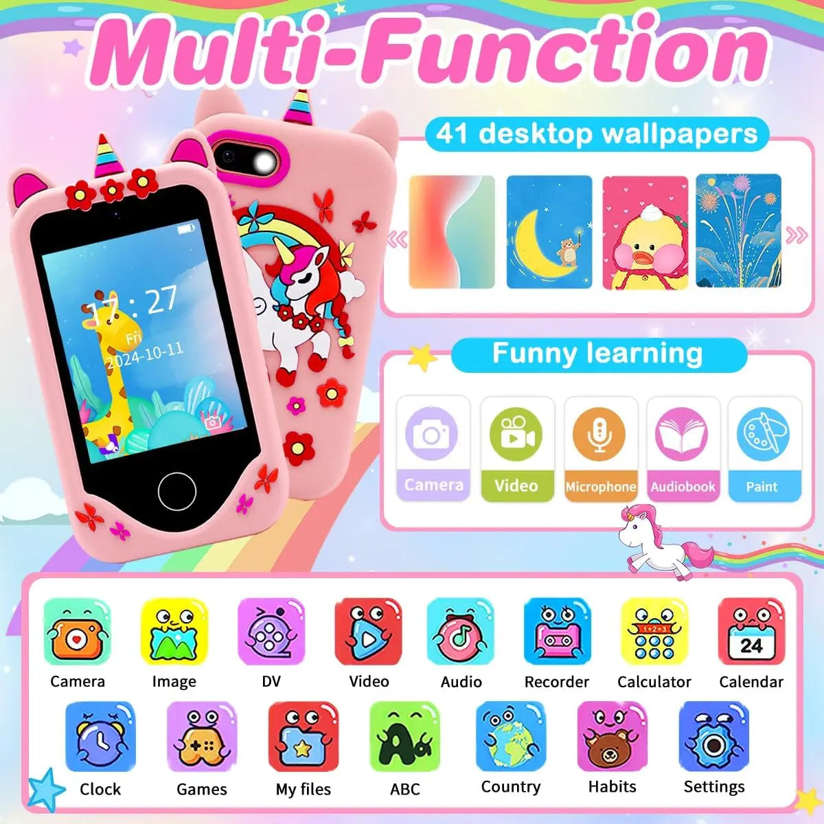 Kids Touchscreen Learning Phone with Games and Music