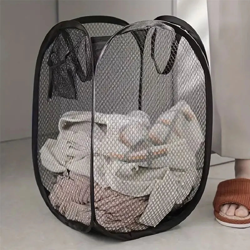Foldable Mesh Laundry Basket with Pop-Up Design