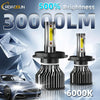 Pair of 3000LM 6500K LED headlight bulbs with silent fan for universal fit