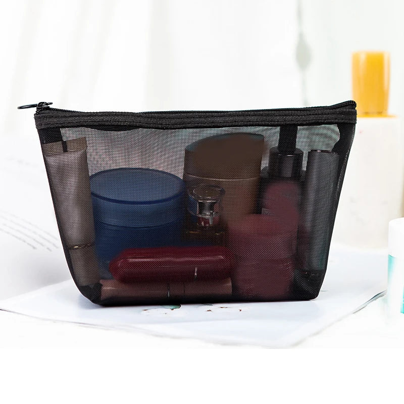 Breathable Mesh Makeup Bag Organizer - Multi-Purpose Travel Toiletry Pouch