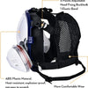 Black full face respirator mask with anti-fog visor and adjustable head fixing buckles