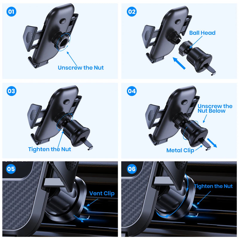 Universal Car Phone Mount with Auto-Lock Grip