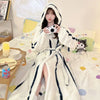 Women's Leopard Print Hooded Flannel Bathrobe