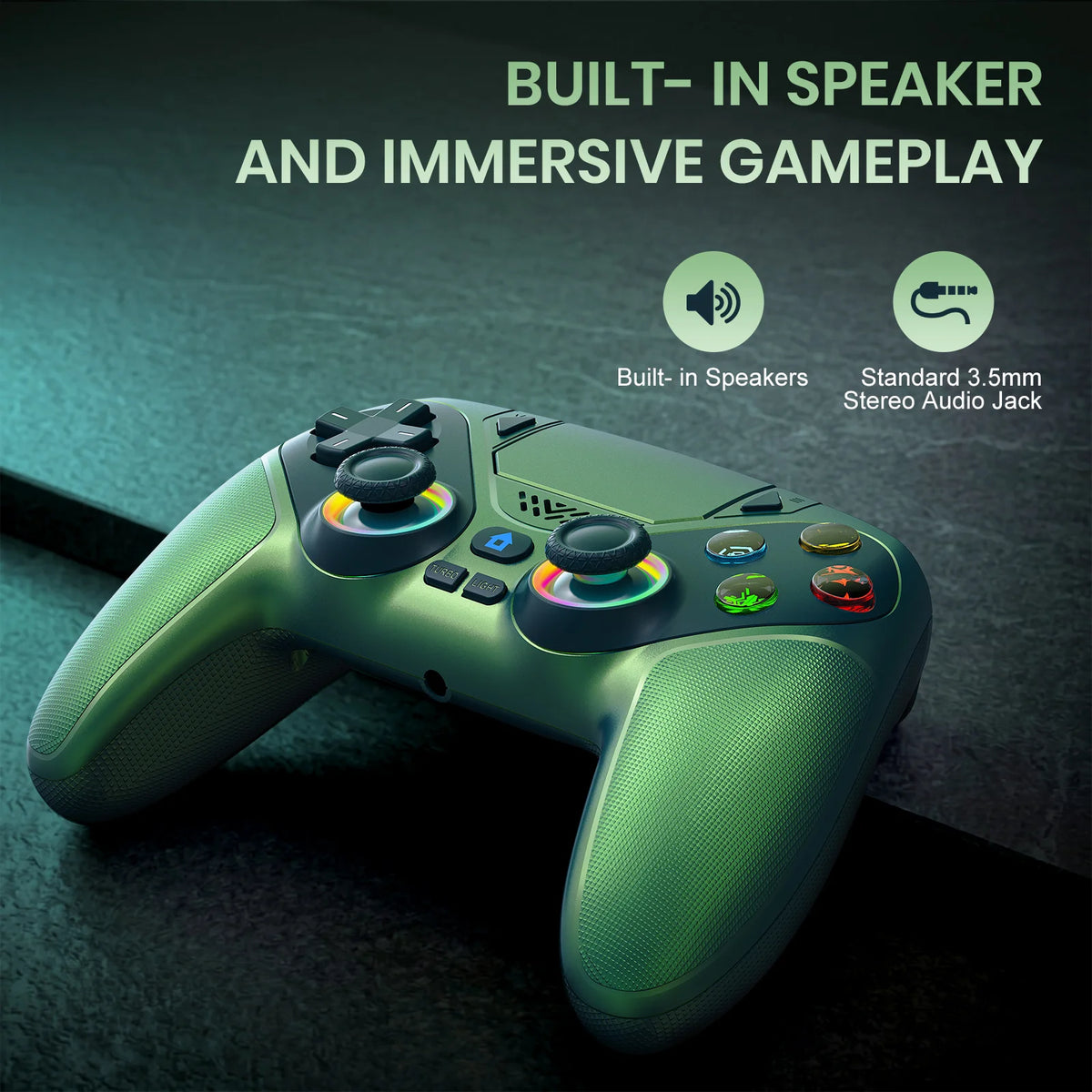 RGB LED Wireless Controller for PS5 and PC Gaming