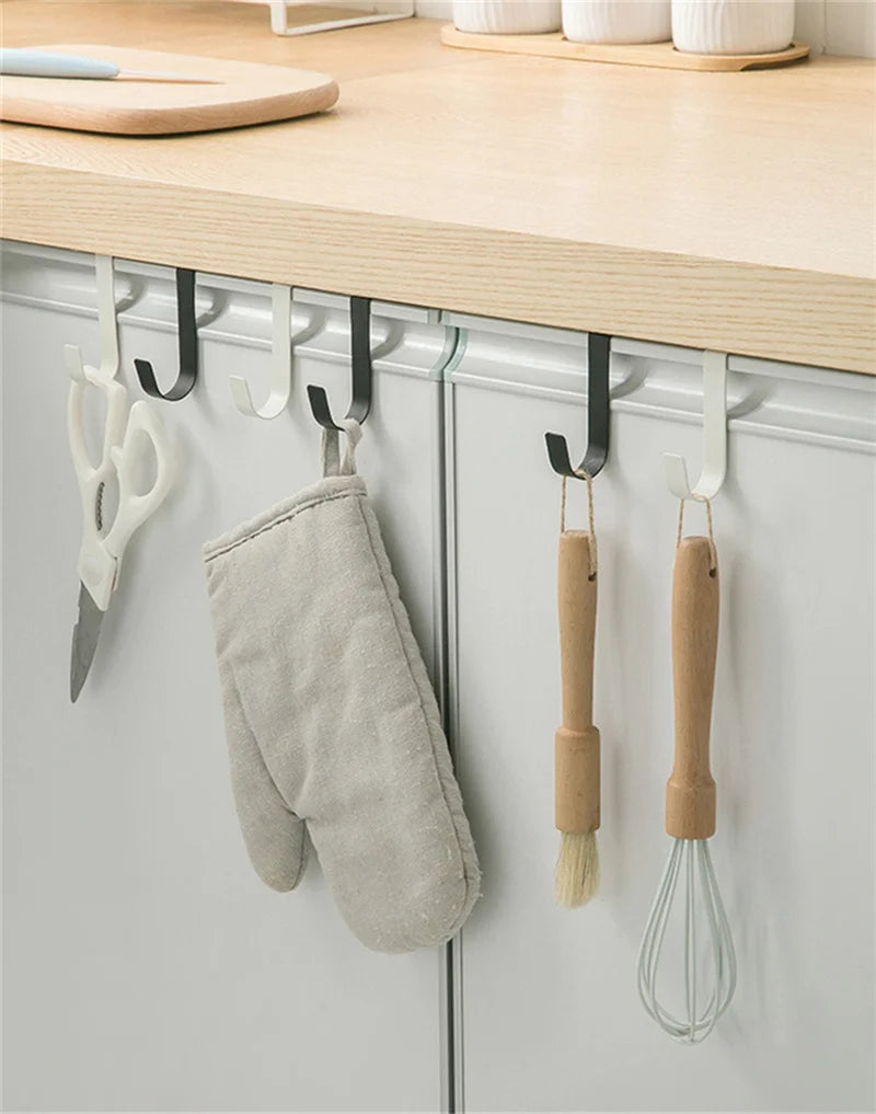 Stainless Steel Over-the-Door Hooks for Kitchen and Bathroom Storage