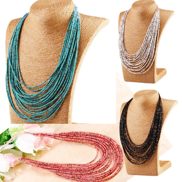 Collier Goulot Boho Multicouches en Perles