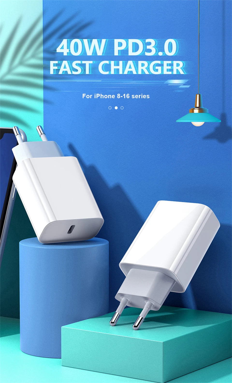 USB-C 40W Fast Charger with 1M Cable for iPhone